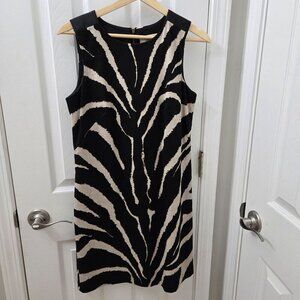 Ann Taylor‎ Loft Zebra Print Sleeveless Dress Size 6 Black & Beige